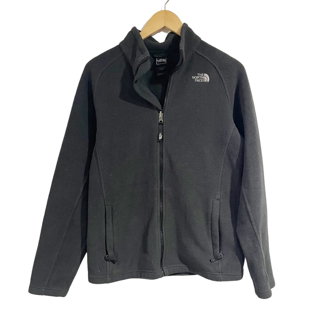 The North Face Boys Size XL Fleece Zip Up Jacket Sweater Black Women Medium